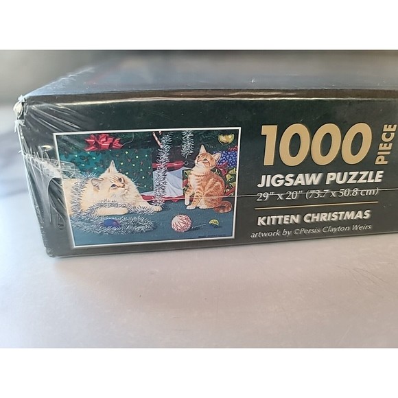 1000 Piece Puzzle Kitten Christmas 2014  29"W x 20"H New Sealed In Box - Picture 2 of 10